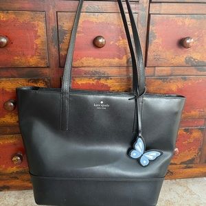 Kate Spade Leather Black tote/with butterfly tag